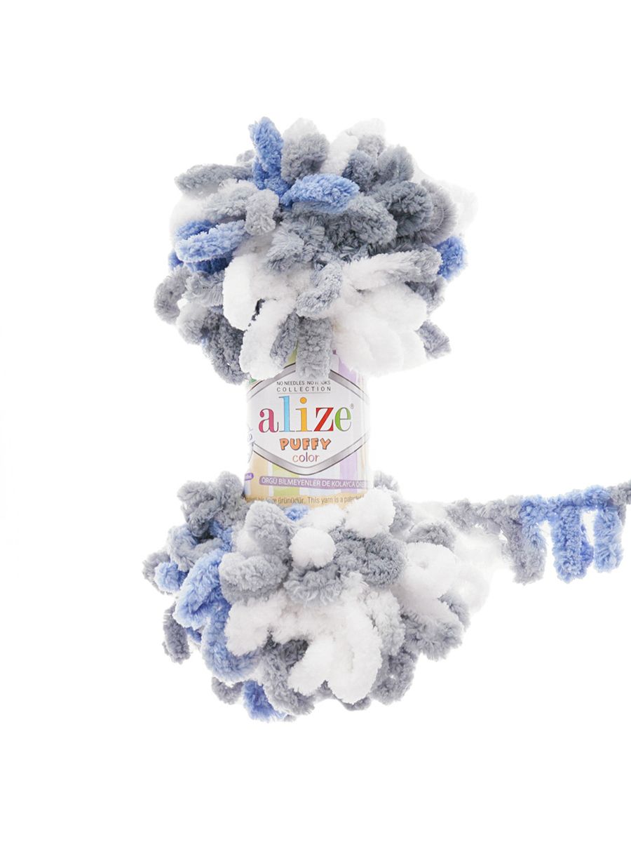 Пряжа для вязания Alize puffy color 100 г 9 м микрополиэстер плюшевая мягкая 6075 секционный 5 мотков - фото 4