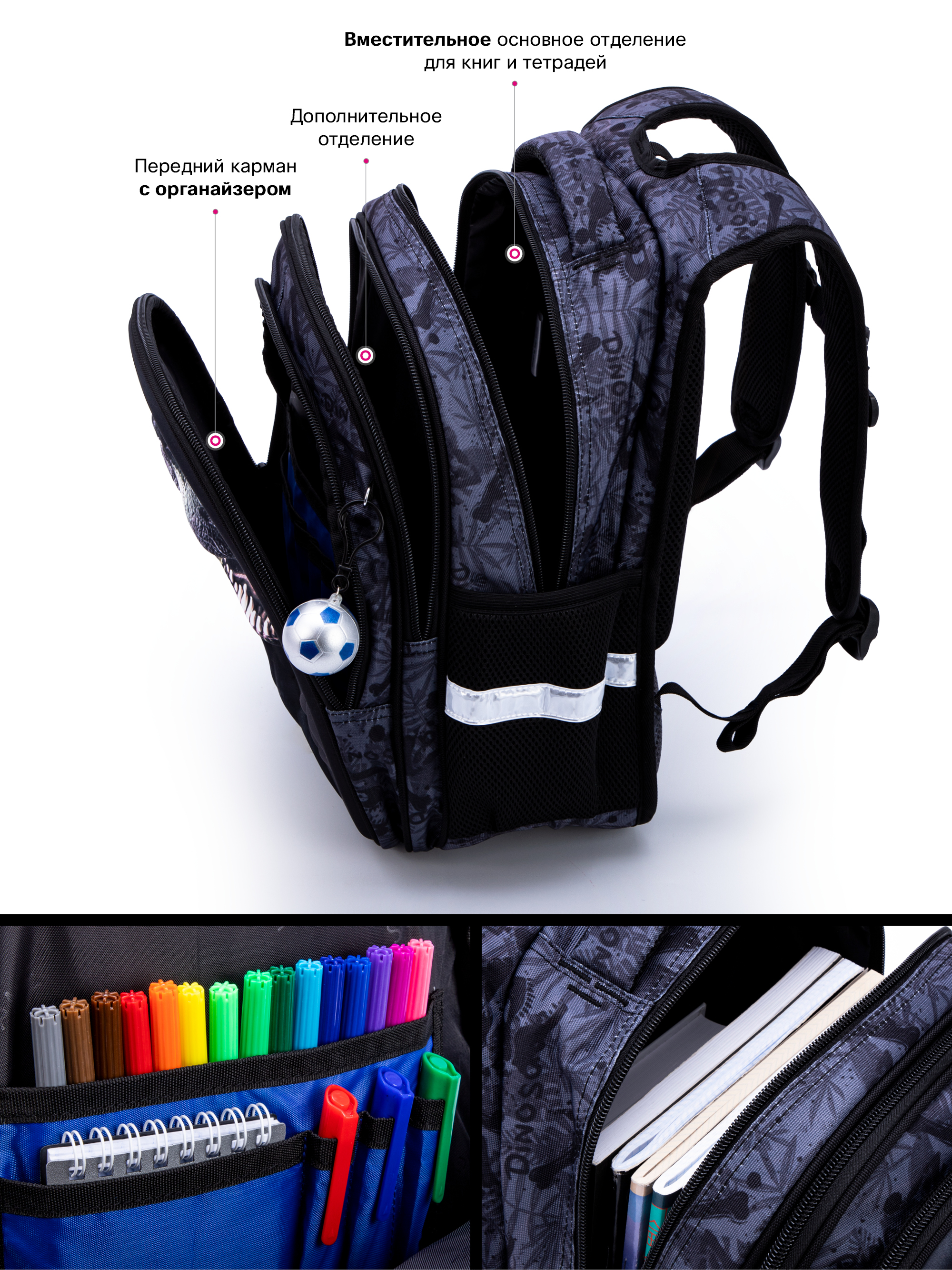 Рюкзак SkyName анатомическая спинка + брелок - фото 8