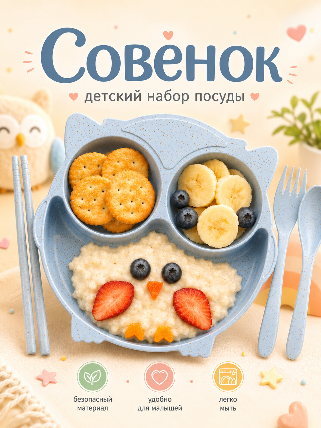 Набор посуды Добрый Филин Совушка 4 предм. - фото 9