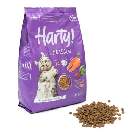 Корм для кошек Harty 1.8кг для чувствительного пищеварения с лососем сухой