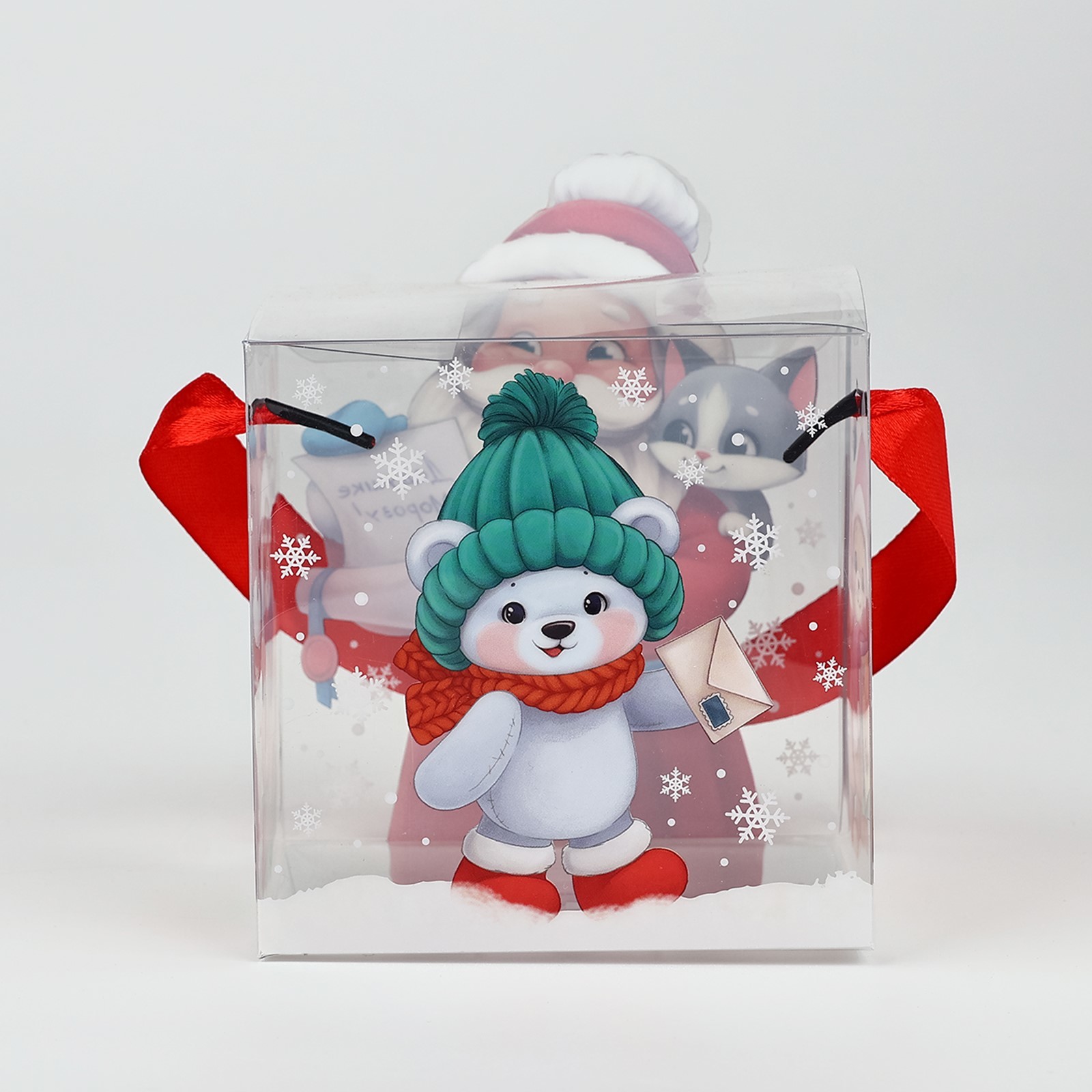 Подарочная коробка ПВС Дарите Счастье "Дед Мороз", 10 х 10 х 10 см - фото 6