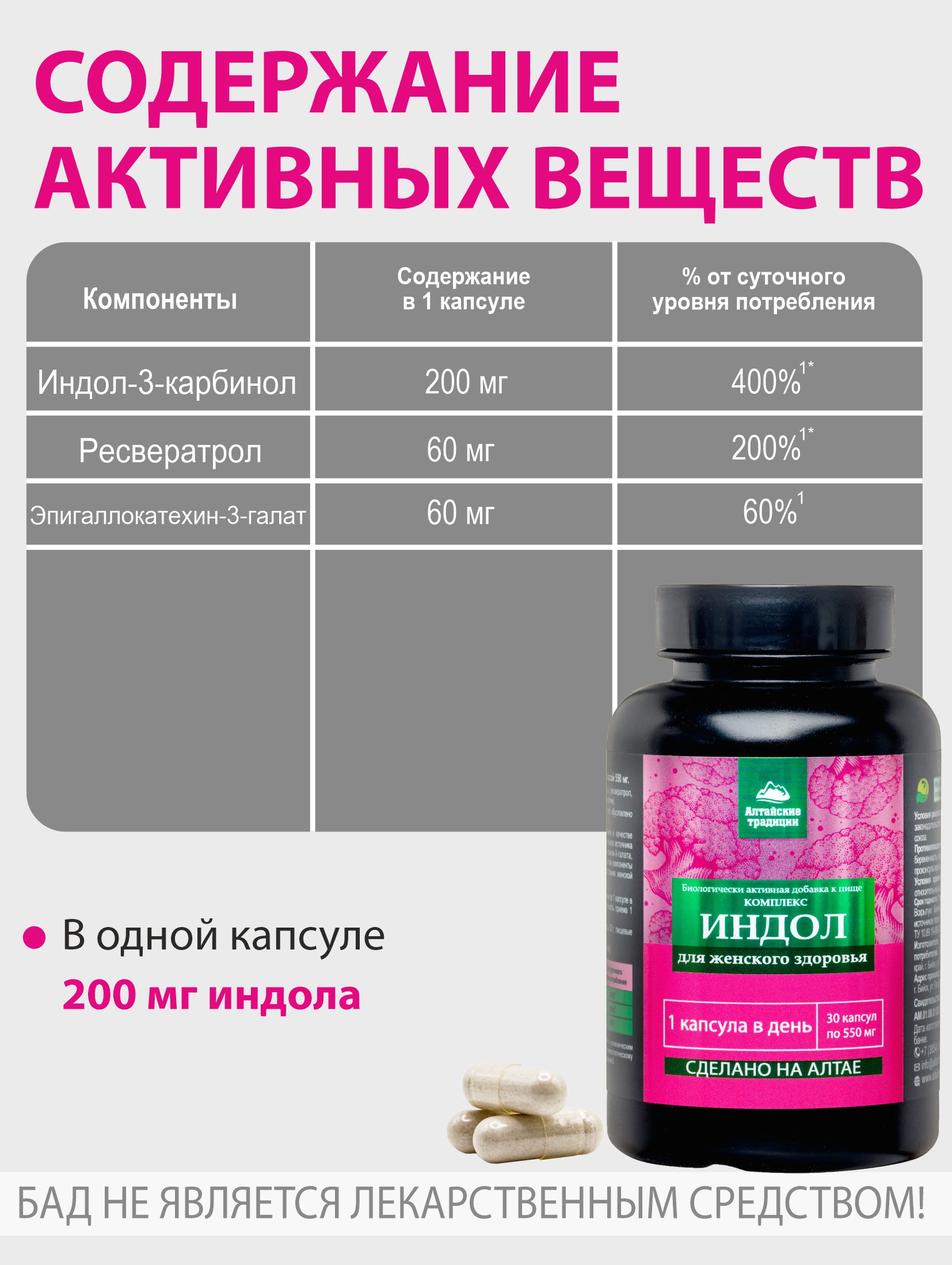 БАД к пище Алтайские традиции Комплекс Индол для женского здоровья 30 капсул - фото 8