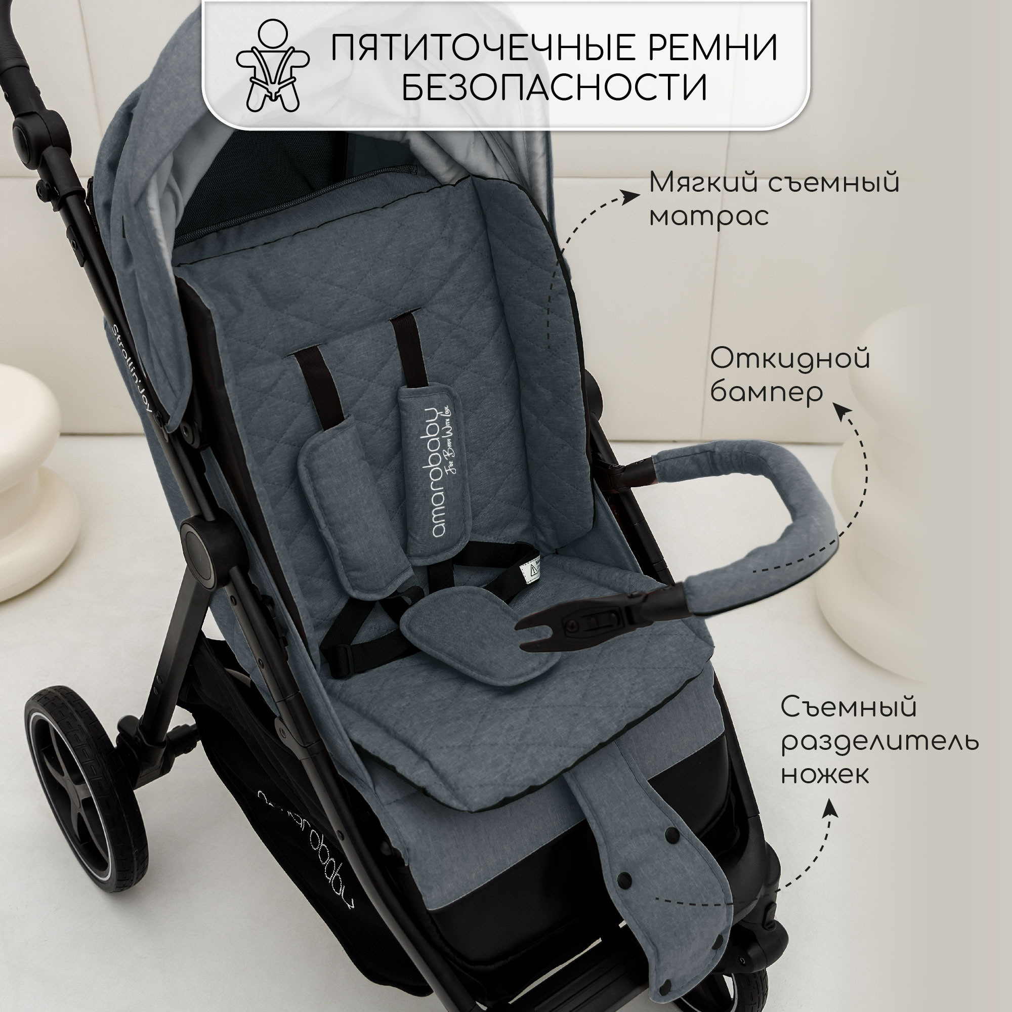 Коляска прогулочная Amarobaby Strollin Joy - фото 7