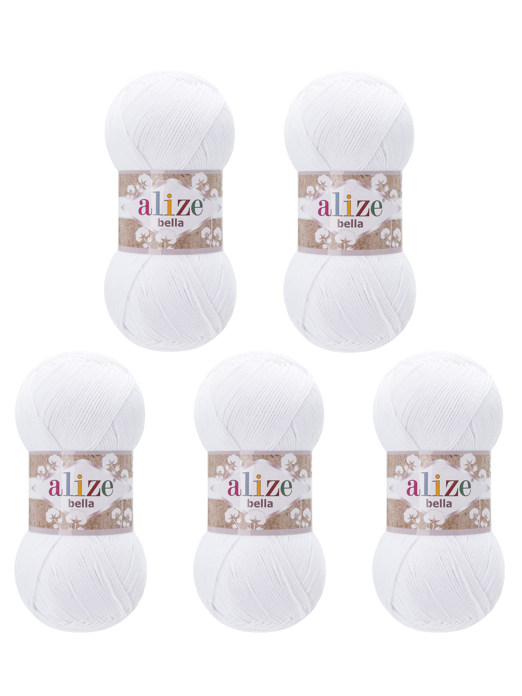 Пряжа Alize для теплой одежды Bella 100 100 гр 360 м 100% хлопок 5 мотков 55 белый - фото 6