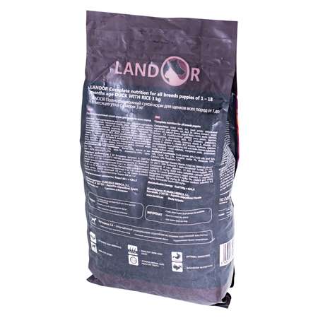 Корм для щенков Landor утка с рисом 3кг