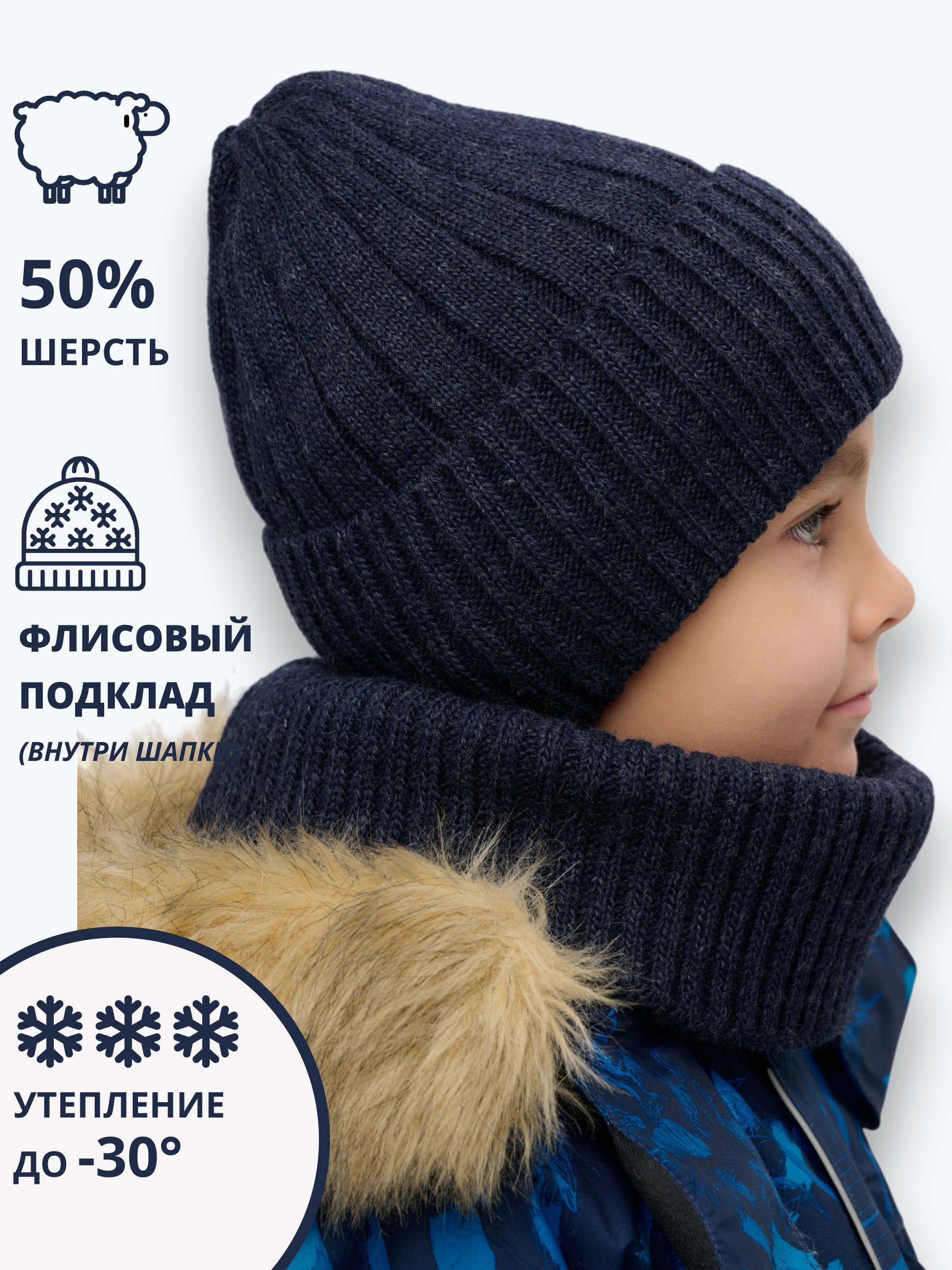 Шапка и снуд NYCkids NYC-H-107-WIN-Dblue - фото 6