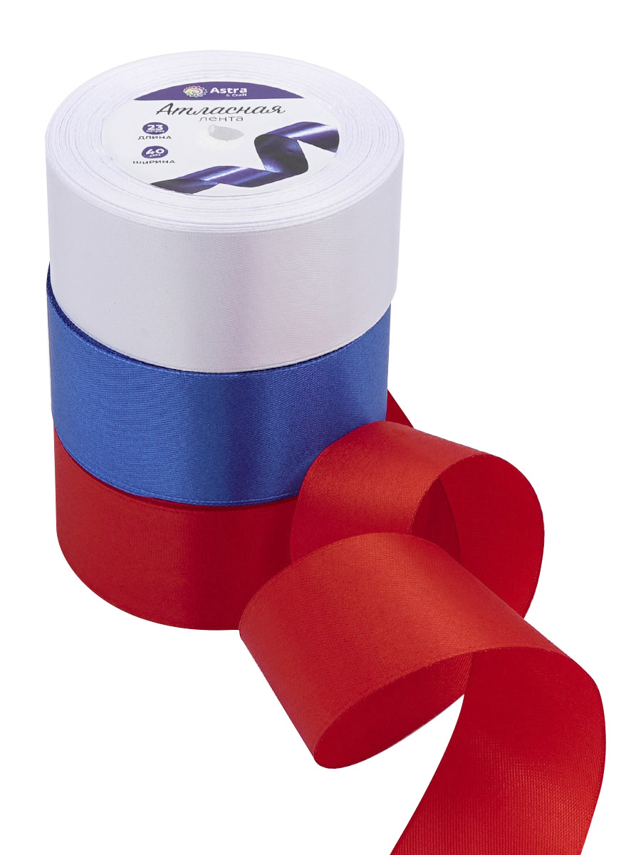 Лента атласная упаковочная Astra Craft 3 цвета 4 см 23 м - фото 4