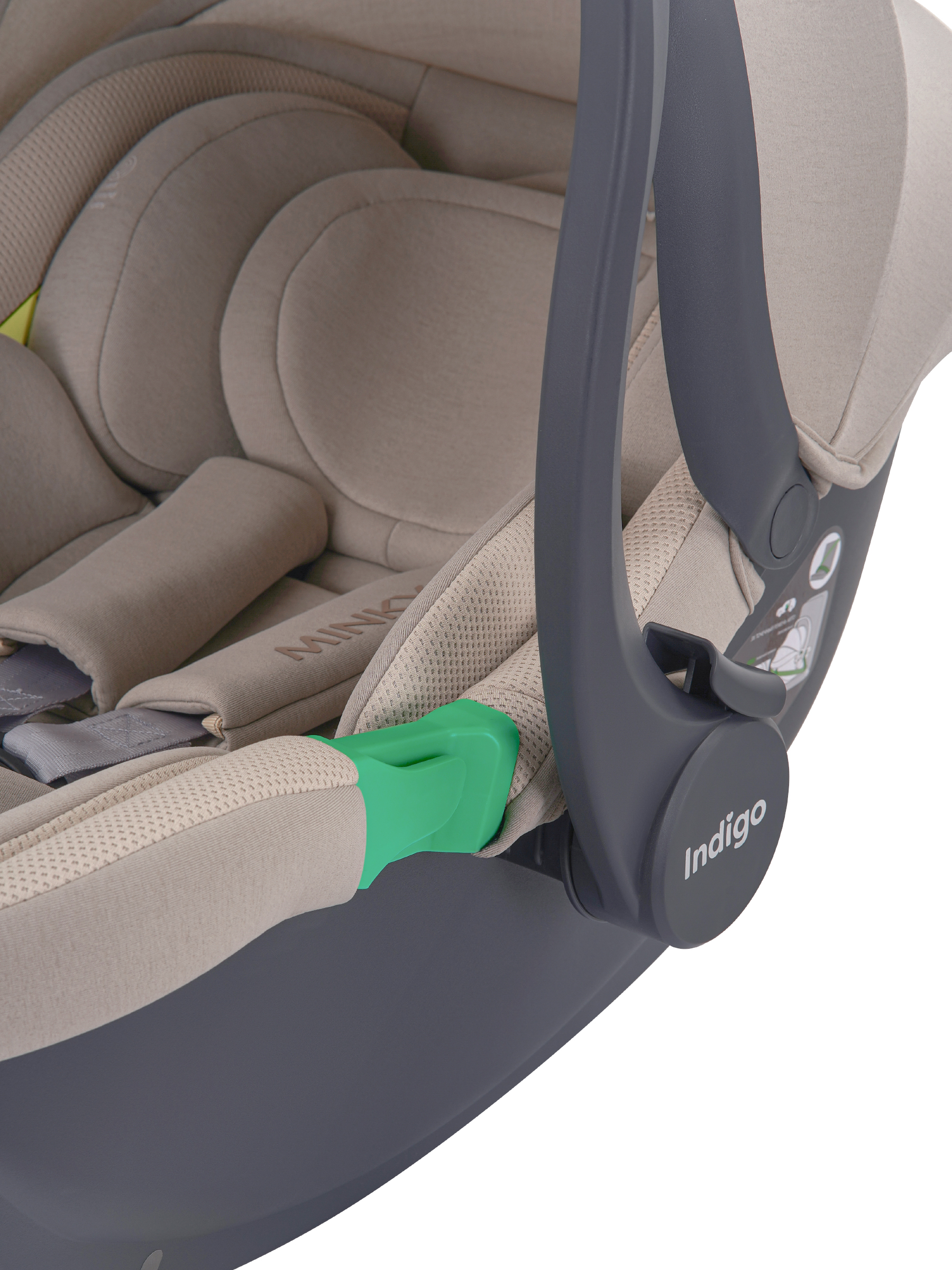 Автокресло Indigo Minky, с базой и опорной ногой 0 (0 -13 кг) бежевый - фото 29