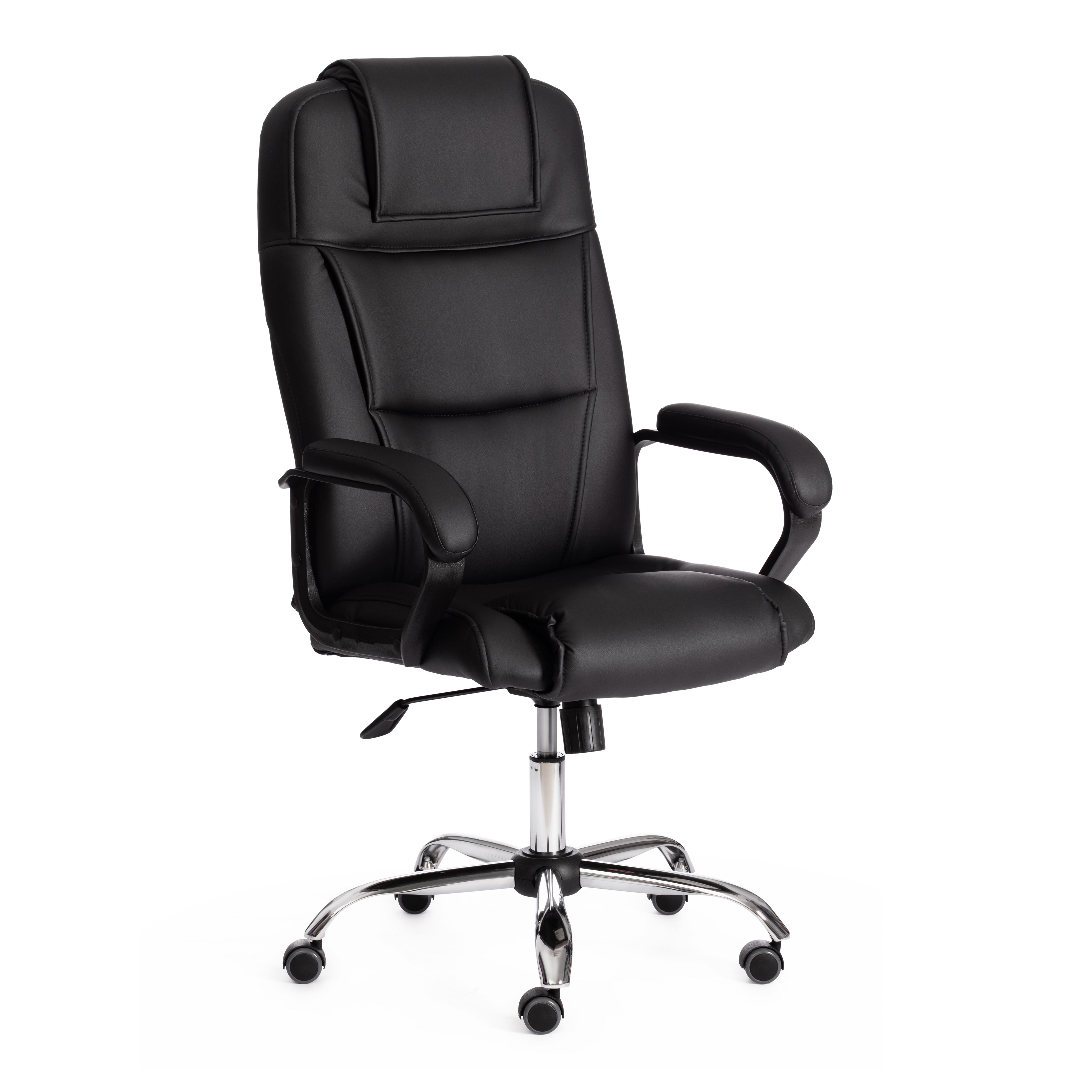 Компьютерное кресло TETCHAIR Бергамо хром кож/зам черный - фото 2