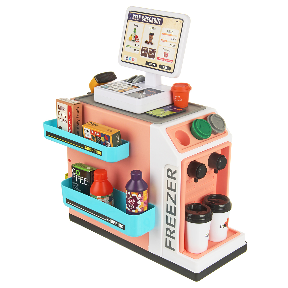 Игровой набор Veld Co тележки и корзинки, прилавок, касса, продукты - фото 2
