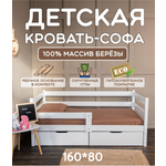 Кроватка детская односпальная, 160х80, кровать с бортиками детская KIDS CITY