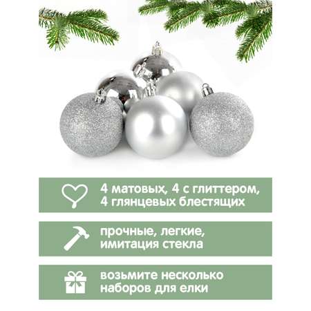 Набор ёлочных украшений Весёлый хоровод шары 12 штук