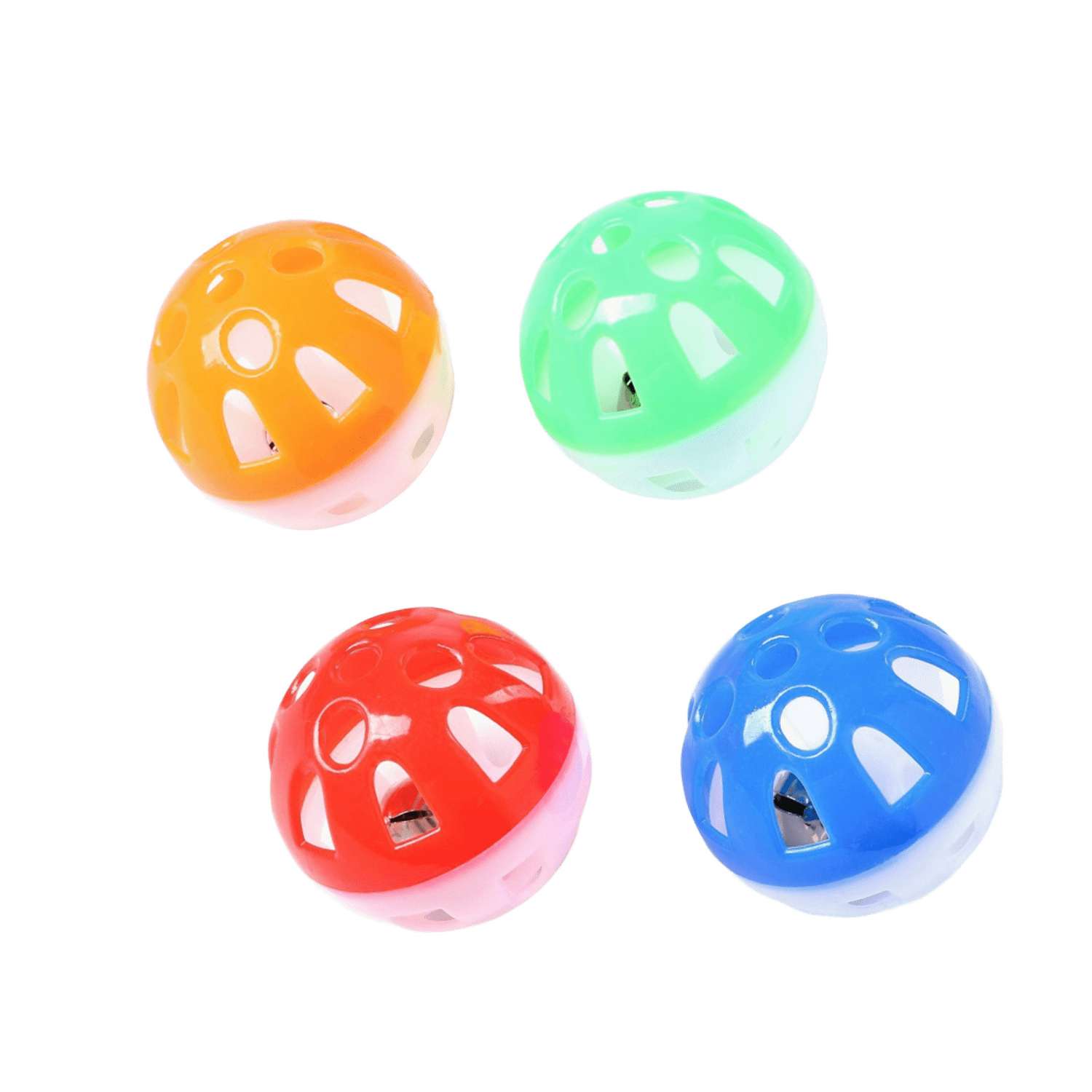 Набор шариков для кошек Пижон с бубенчиком 4шт в ассортименте - фото 1