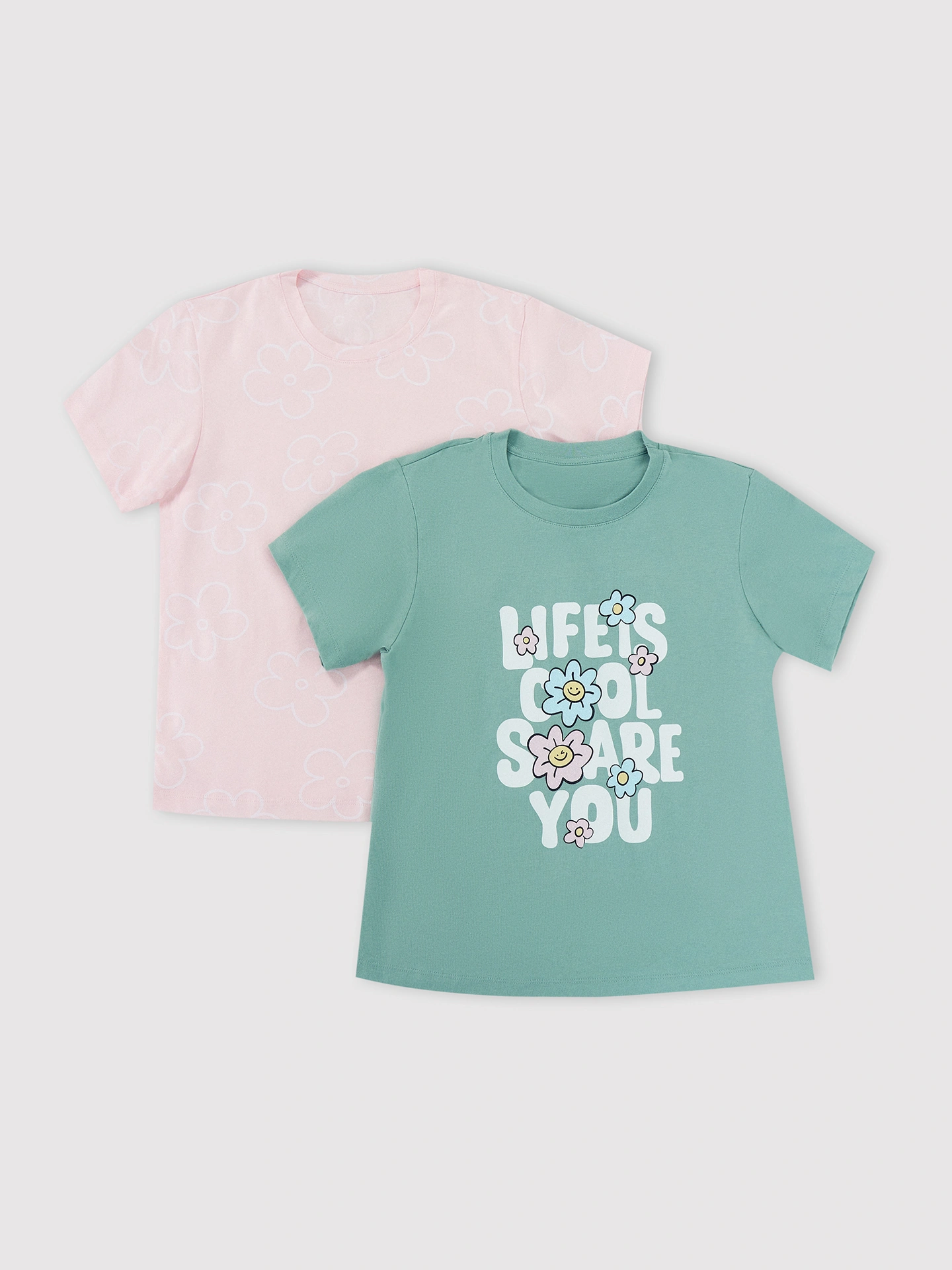 Футболка 2 шт Mark Formelle (Марк Формэль) 117835-2/шалфей +ромашки на св.розовом - фото 3