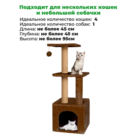 Когтеточка с домиком для кошек ZURAY коричневый