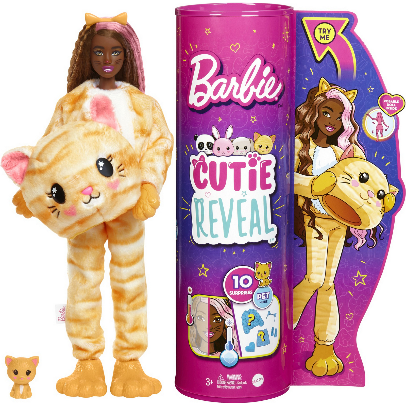 Кукла модельная Barbie Cutie Reveal Котёнок HHG20 - фото 7