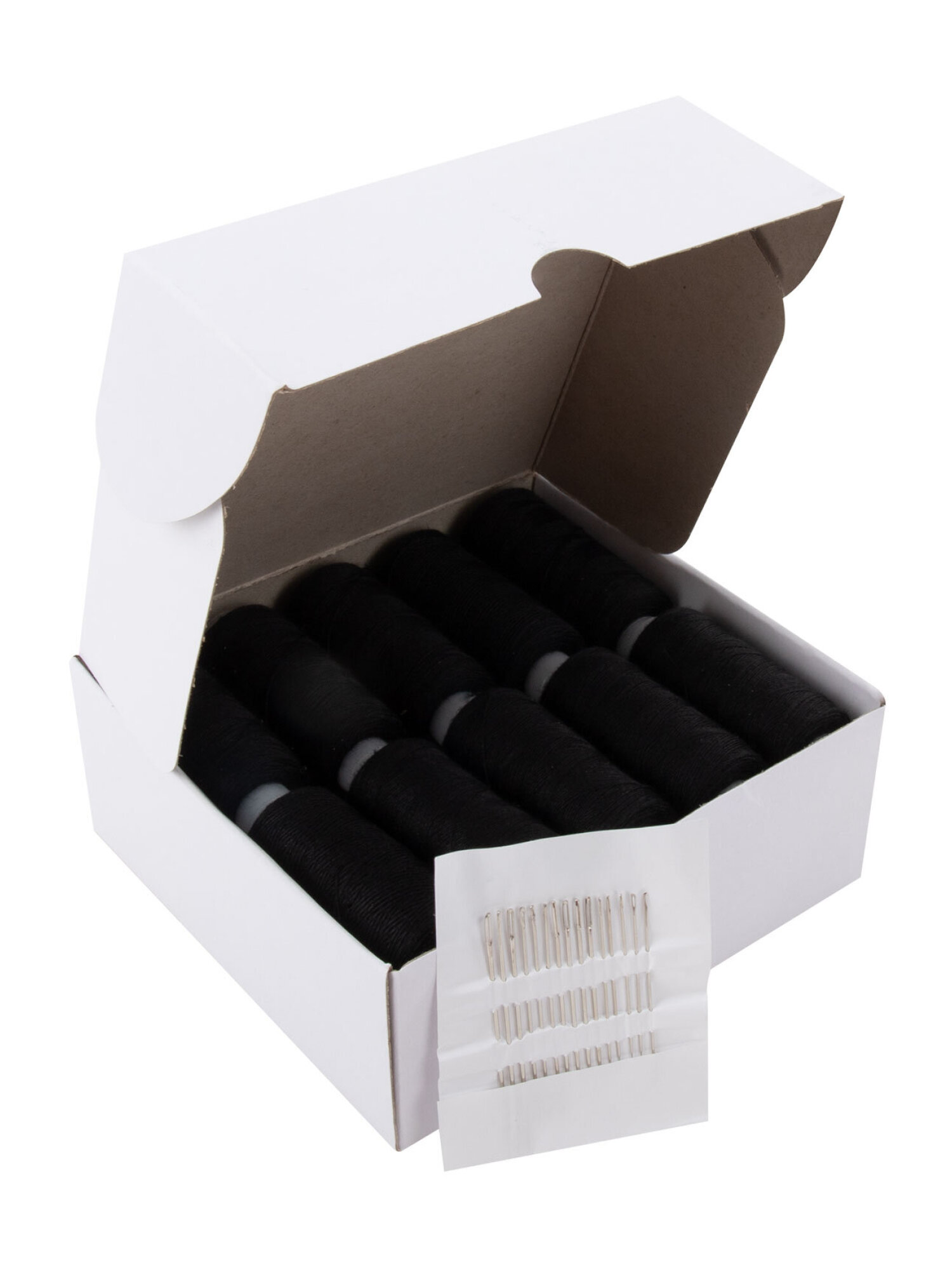 Нитки для шитья Develia армированные 40ЛШ 200 м швейный набор 20 штук с иголками черные - фото 13