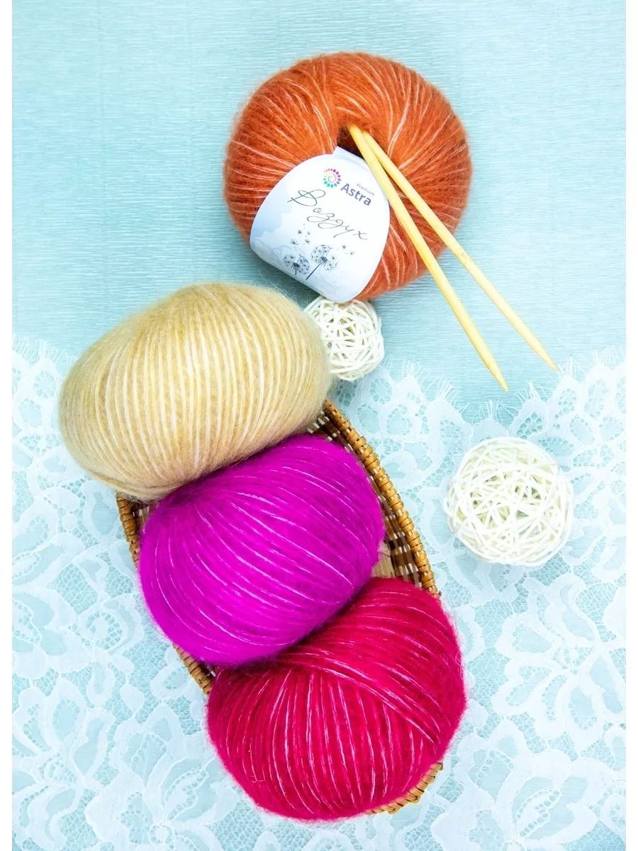 Пряжа Astra Premium Воздух Air очень легкая пушистая с длинным ворсом 50 г 140 м 07 фуксия 3 мотка - фото 17