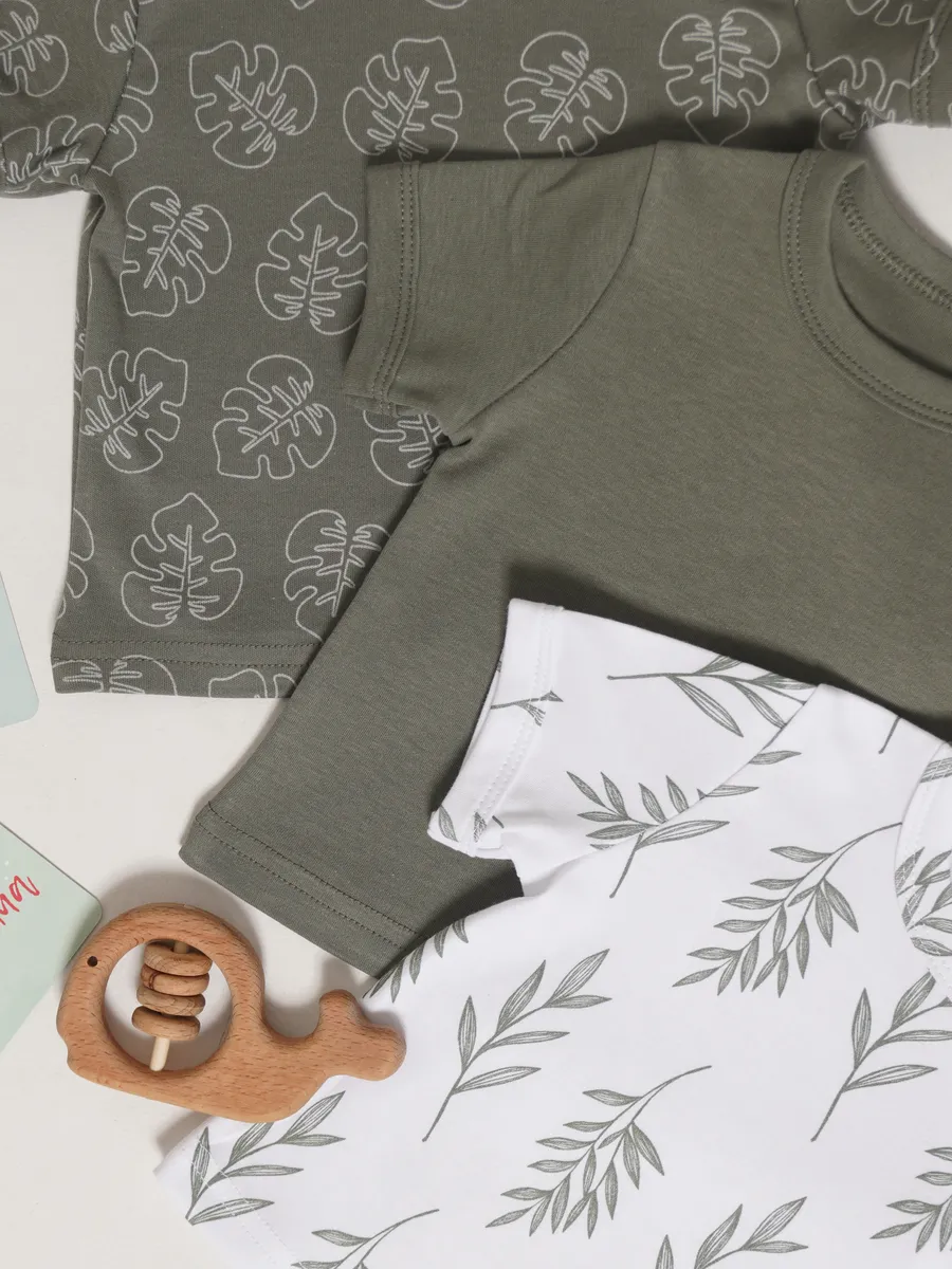 Футболка 3 шт Супер Пупс нбр/3пр/футб/хакиветочкилисточки - фото 6