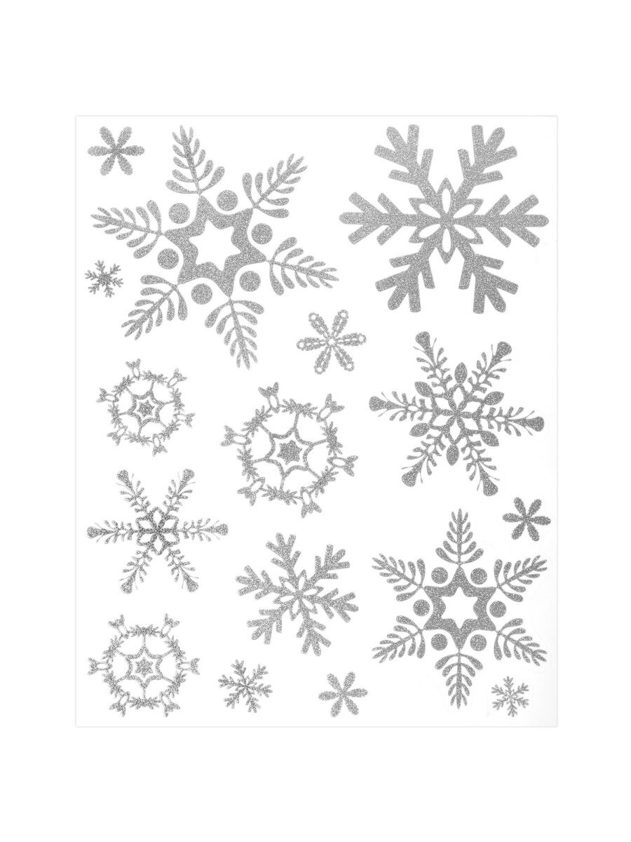 Новогодние наклейки Золотая сказка на окна и стекла многоразовые Снежинки 4 листа 30x38 см - фото 7
