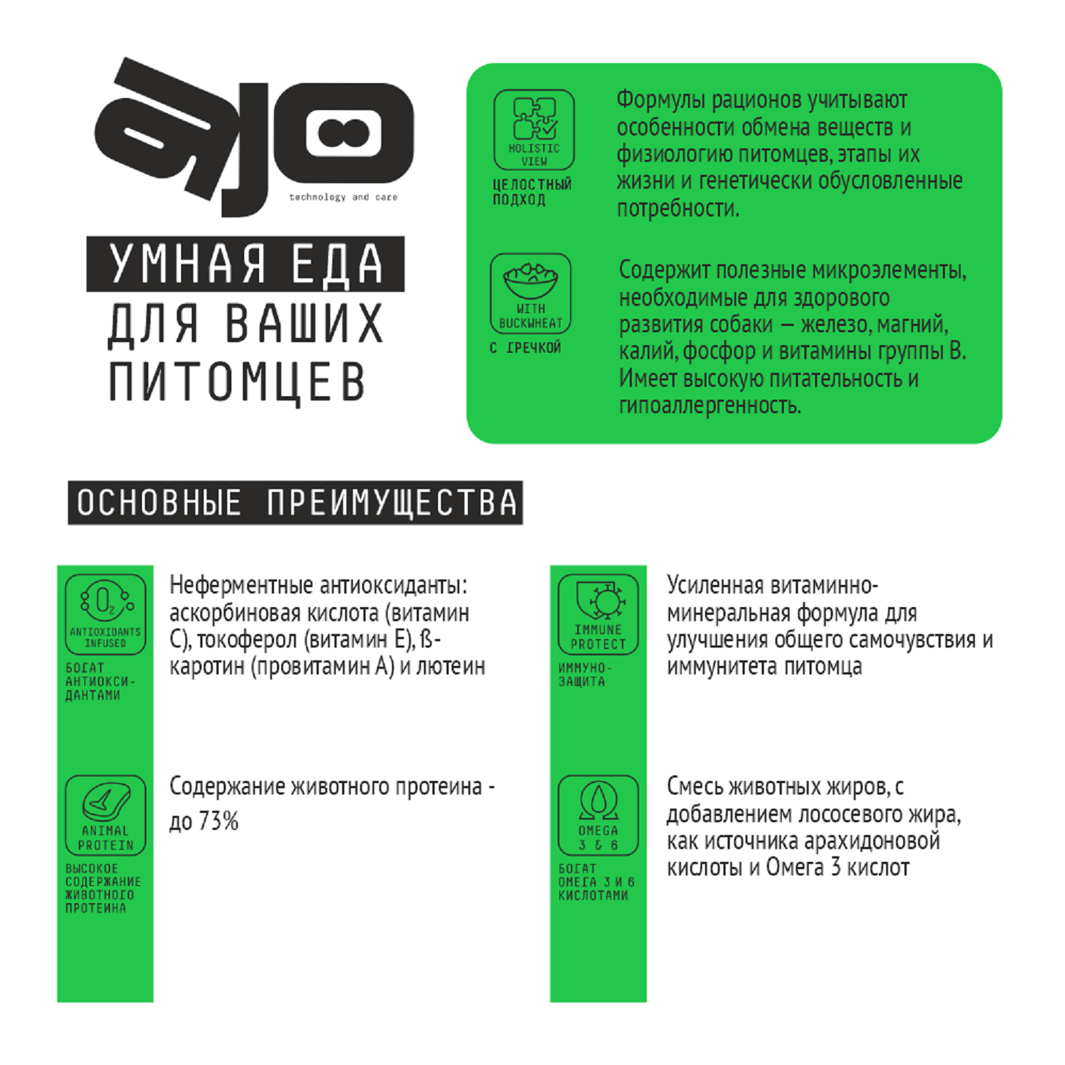 Корм для собак AJO 12кг миниатюрных и малых пород профилактики проявлений аллергии и нормализации пищеварения с индейкой и гречкой - фото 6