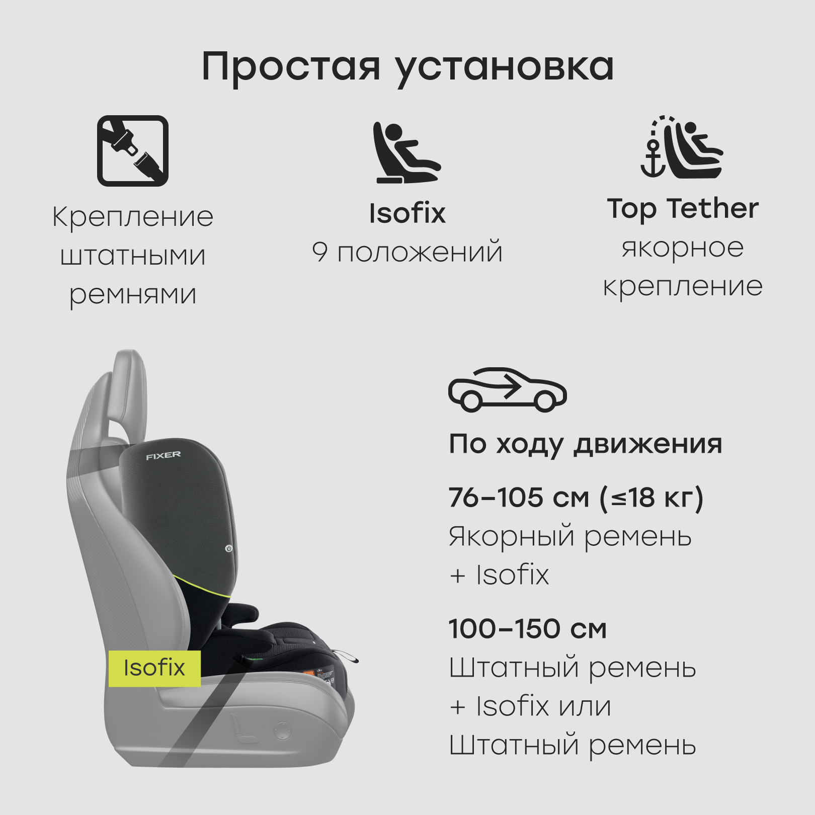 Автокресло Happy Baby Fixer 1/2/3 (9-36 кг) зеленый - фото 4