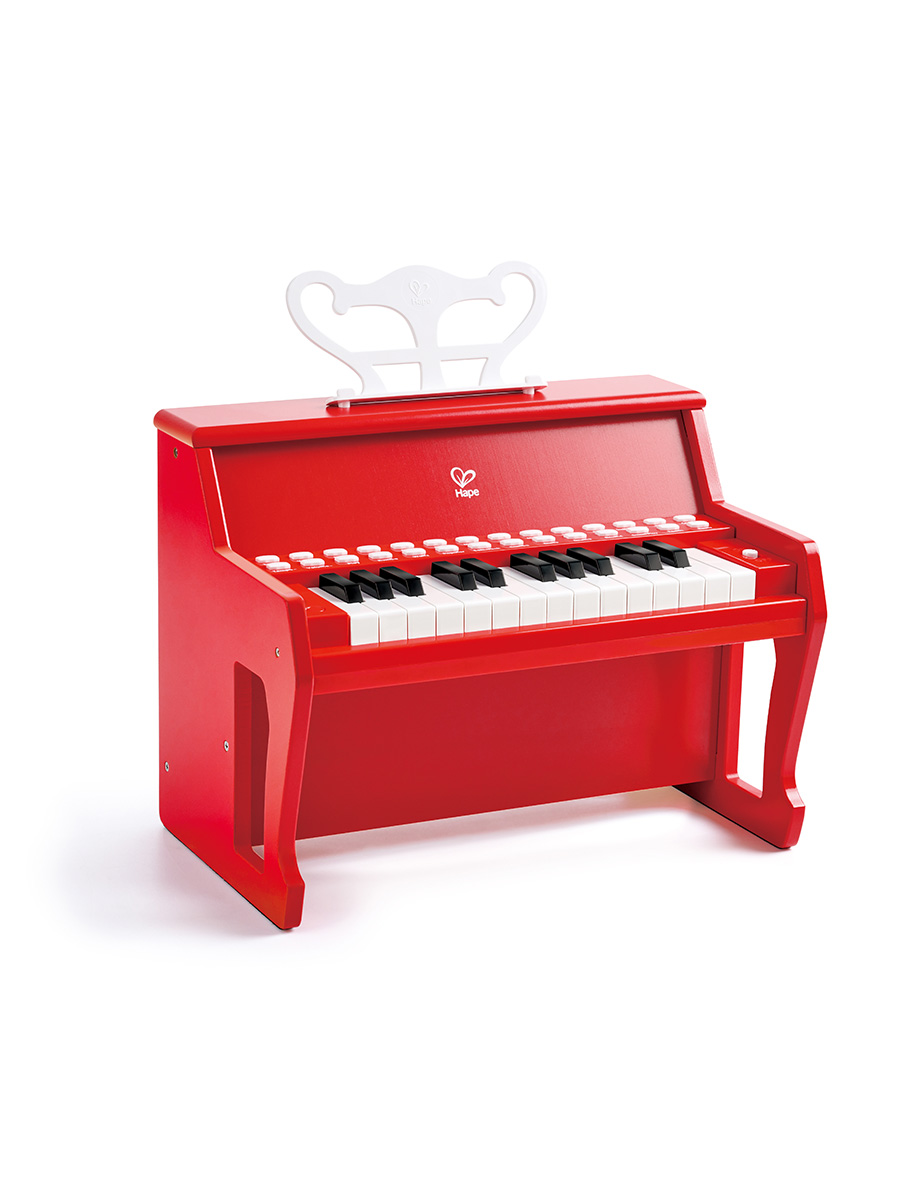 Игрушка музыкальная Hape Пианино красный с табуреткой пианино - фото 7