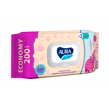 Влажные салфетки AURA 200 шт.