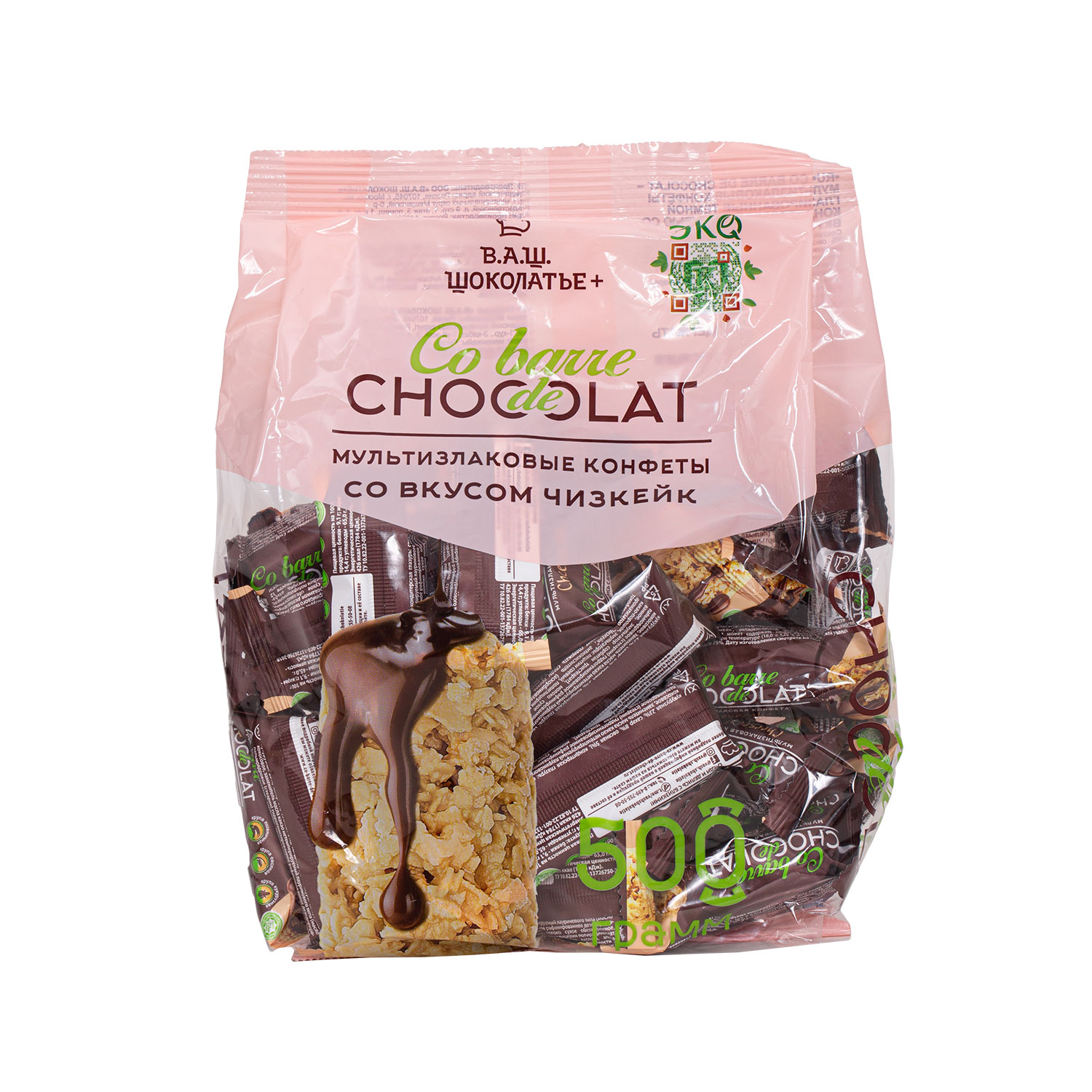 Мультизлаковые конфеты Co barre de CHOCOLAT Глазированные темной кондитерской глазурью со вкусом Чизкейк 500 г - фото 1
