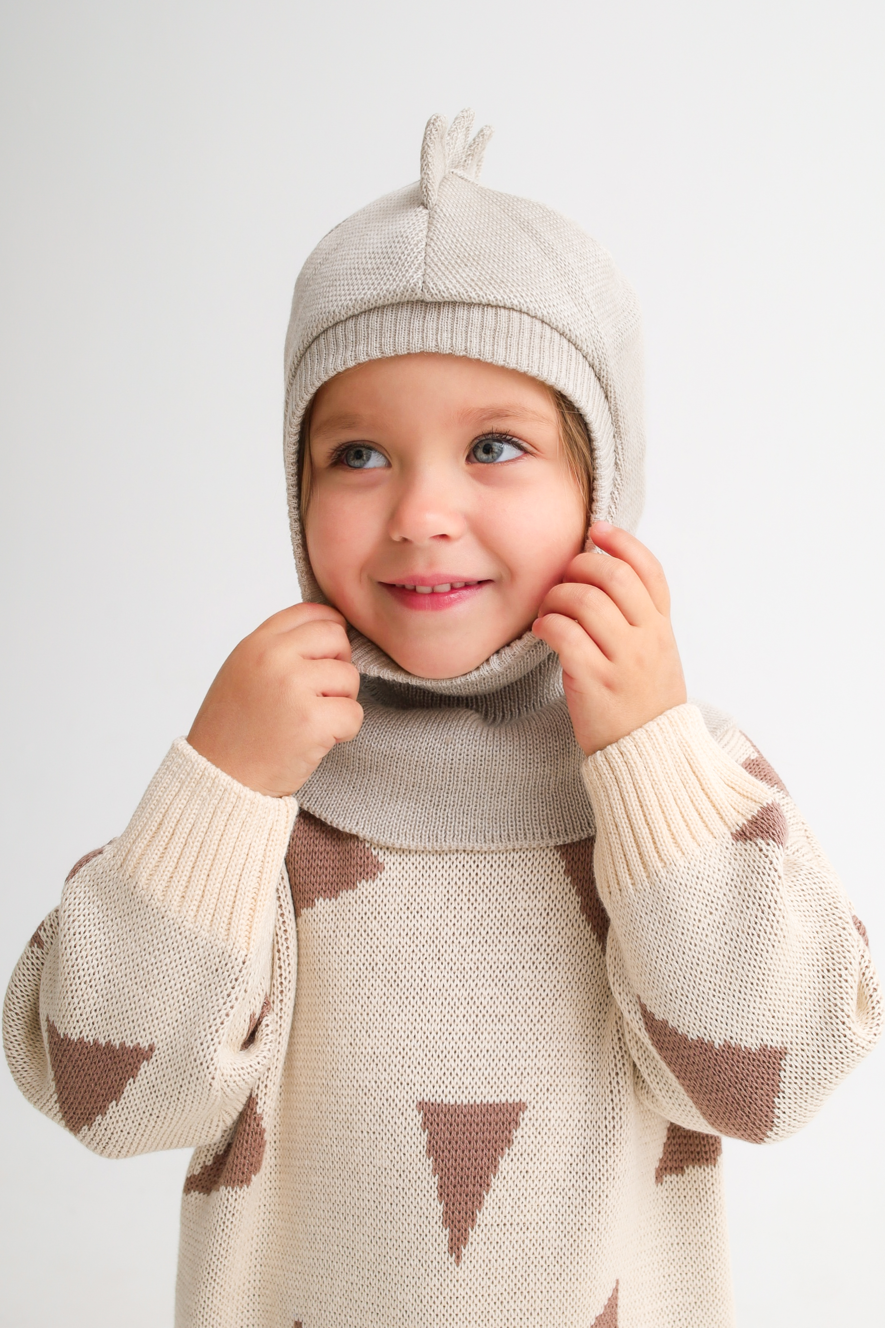 Шапка-шлем MINIDINO ВЯЗ-Ш-006/10003Шлем Дино ангора на флисовой подкладке 2.0 - фото 4