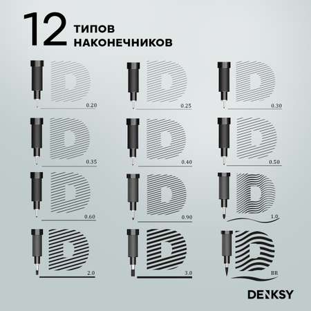 Ручка капиллярная DENKSY 12 шт.