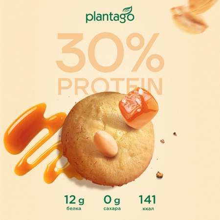Печенье протеиновое Plantago Арахис-Соленая карамель 25%, 8 шт. по 40 гр