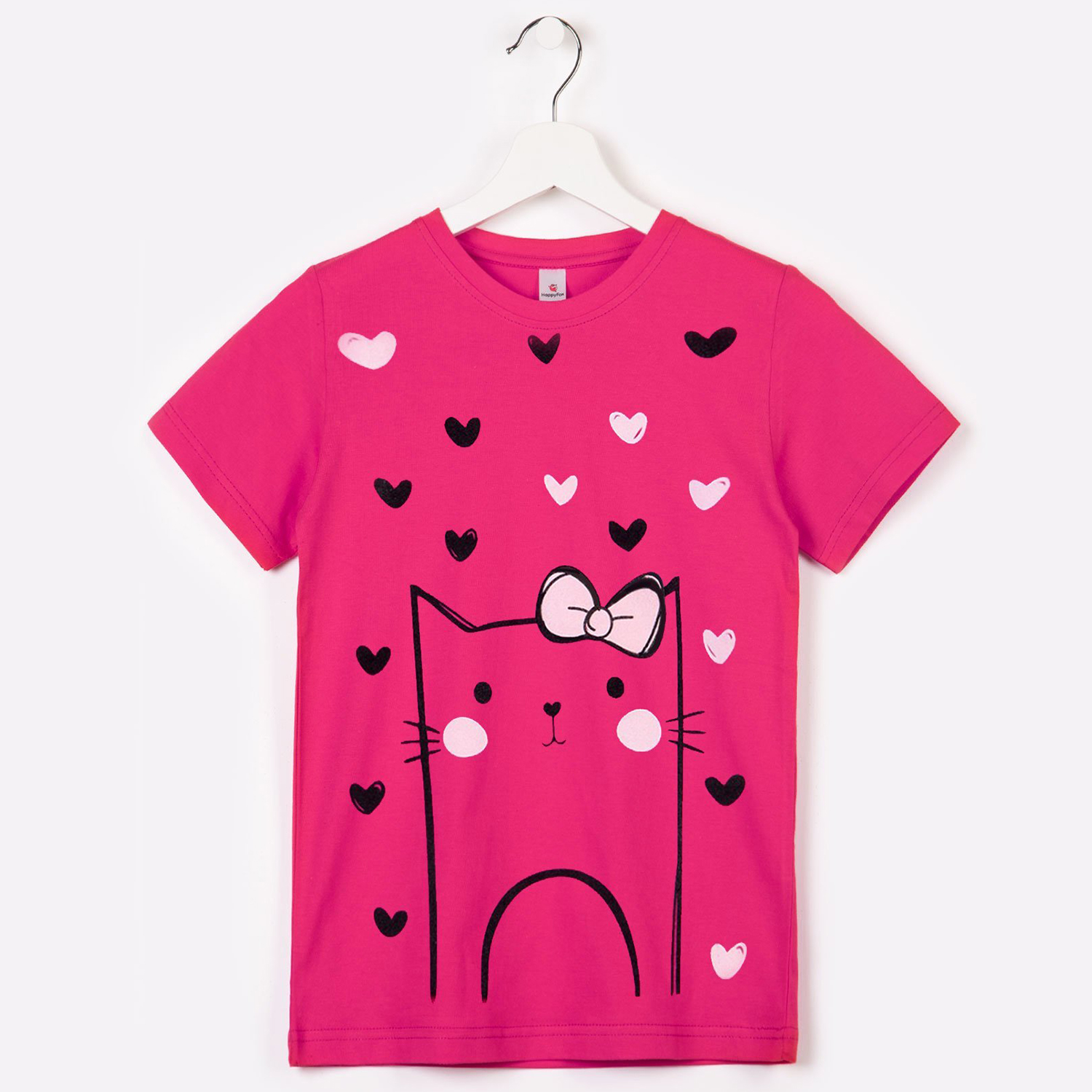 Футболка HappyFox HF66031Dкошки.лапы.малиновый - фото 1