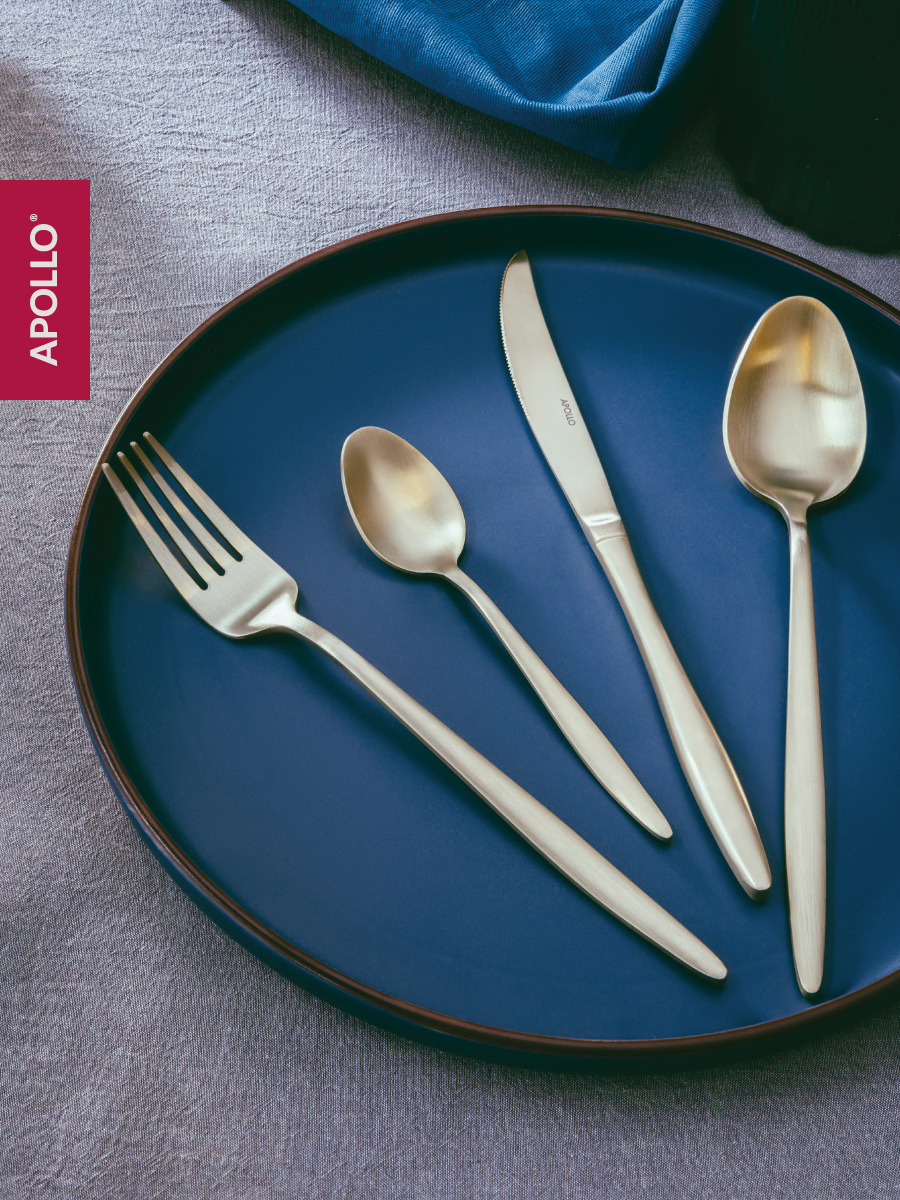 Набор столовых приборов APOLLO 16 предметов, шампань, матовые - фото 5