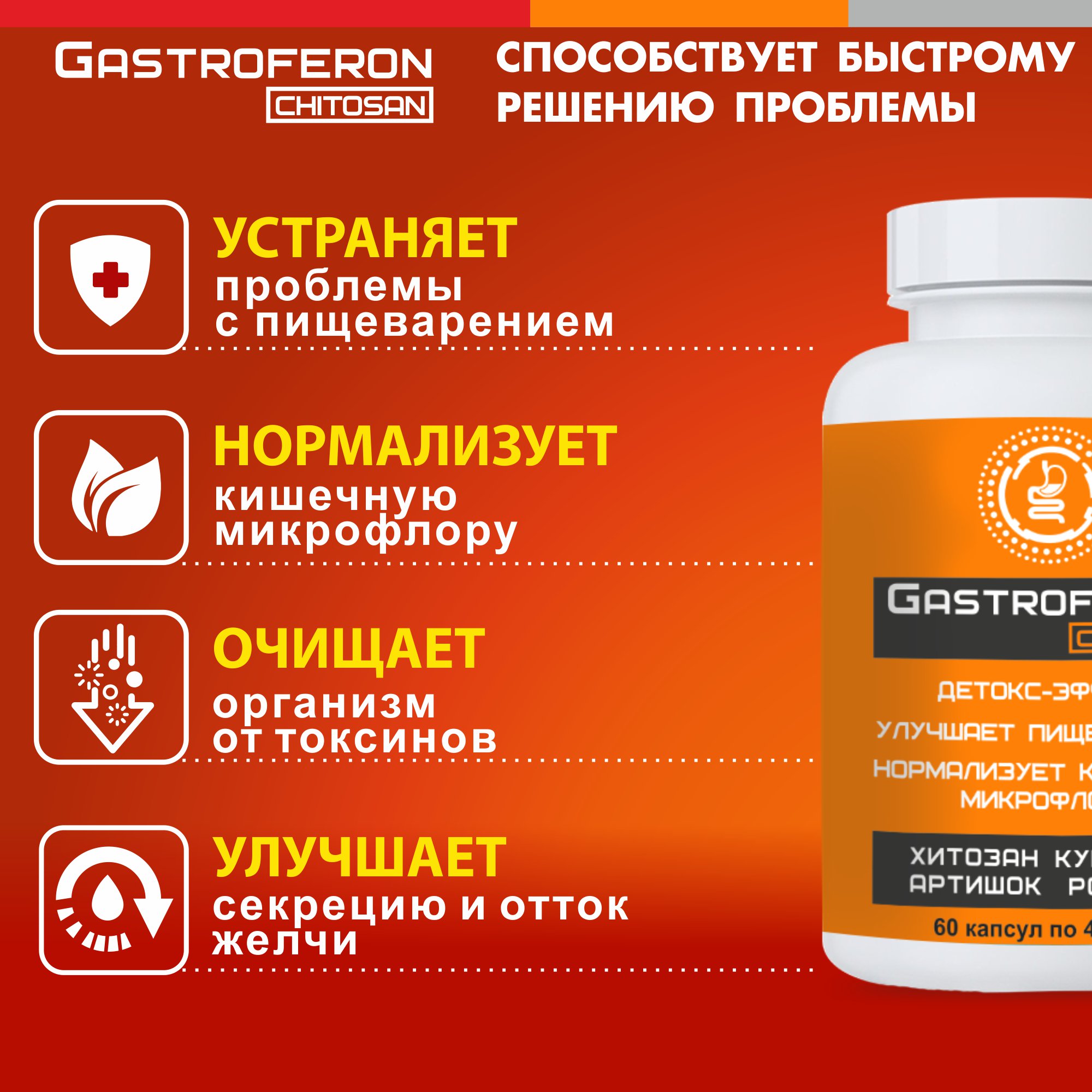 Бад VECTOR-MEDICA ГАСТРОФЕРОН ХИТОЗАН Куркумин Детокс Очищение организма - фото 3