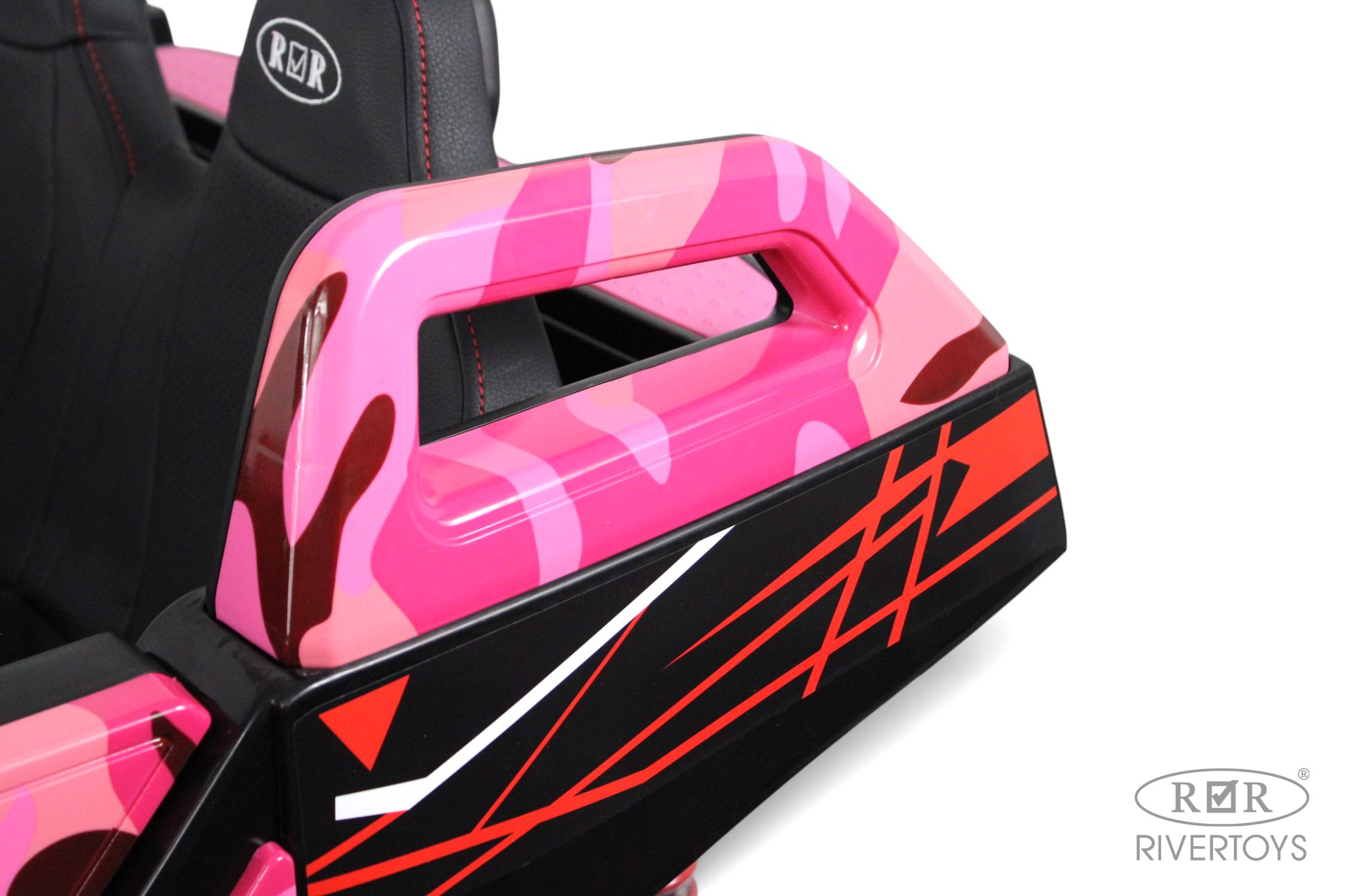 Электромобиль RIVERTOYS A707AA-LUX-NEW-PINK-CAMOUFLAGE С пультом ДУ - фото 8