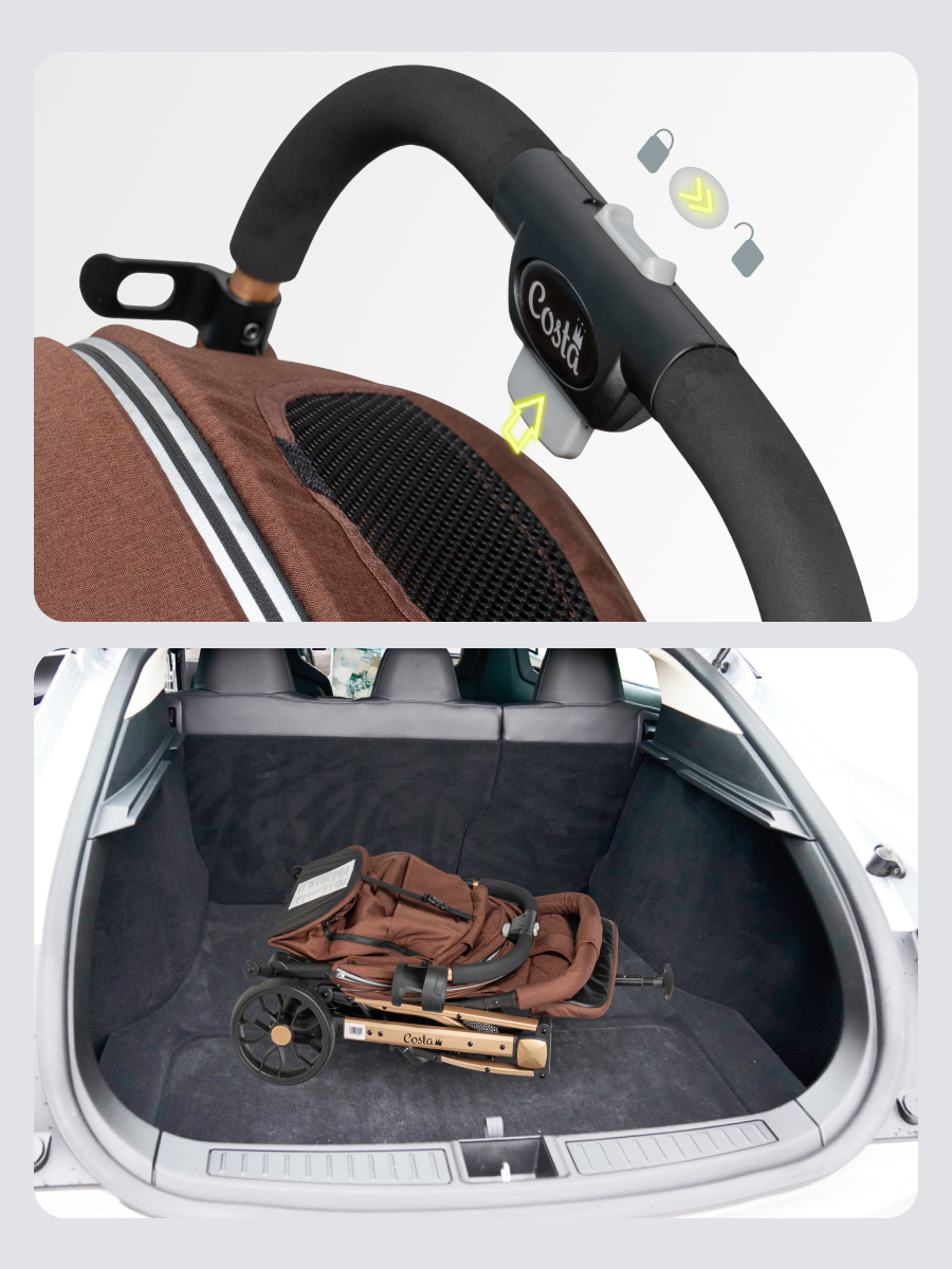 Коляска прогулочная Costa легкая коричневый - фото 8
