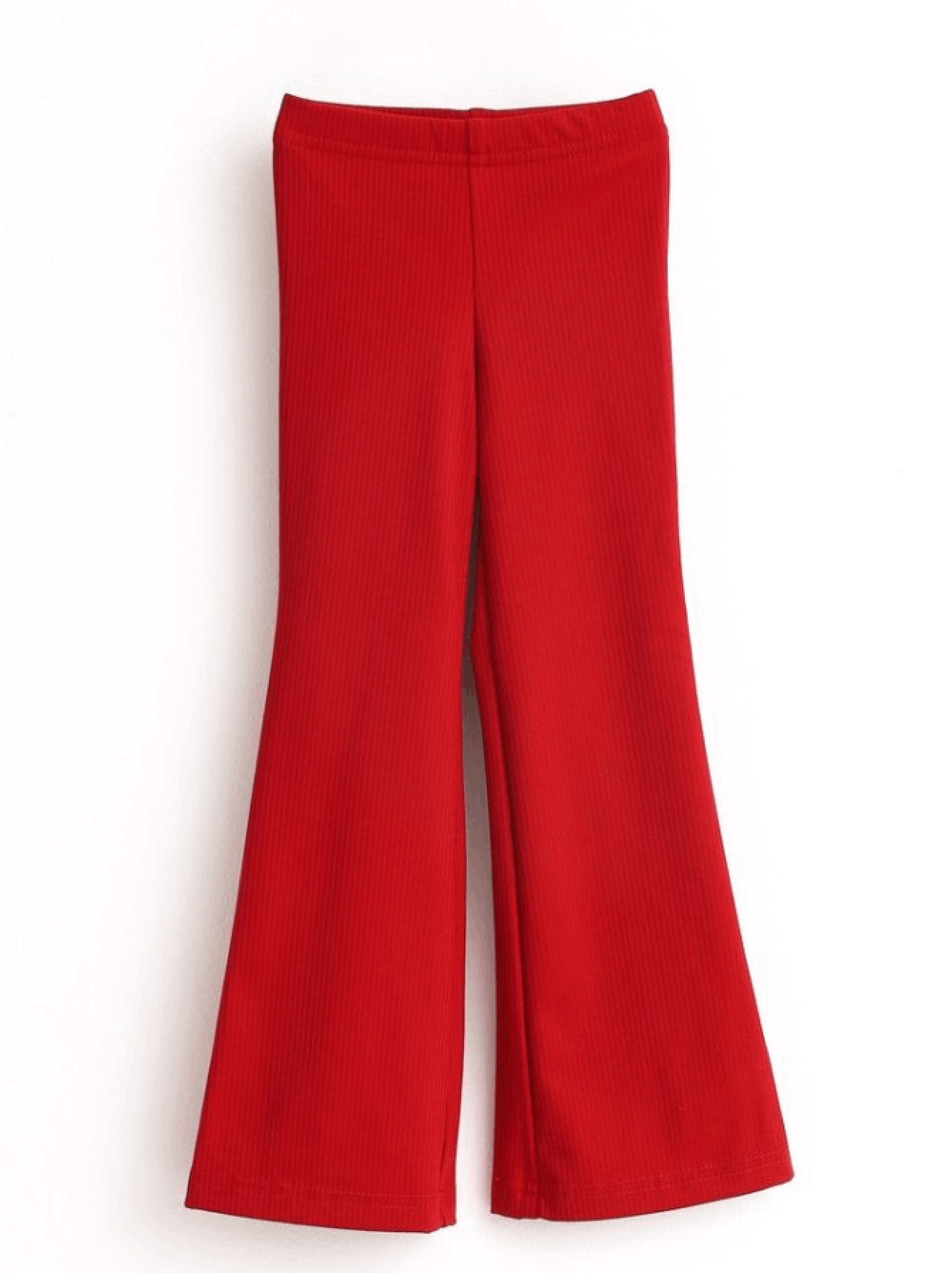 Лосины MINIDINO Т-Л-004Лосины-клеш детские в рубчик клюква - фото 1