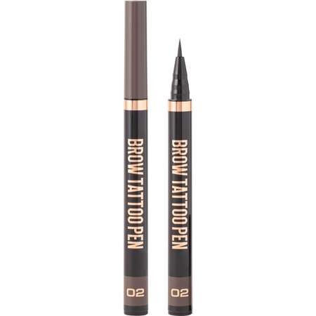 Лайнер для бровей STELLARY Brow tattoo pen, стойкий, тон 02 темно-коричневый, 0.7 мл