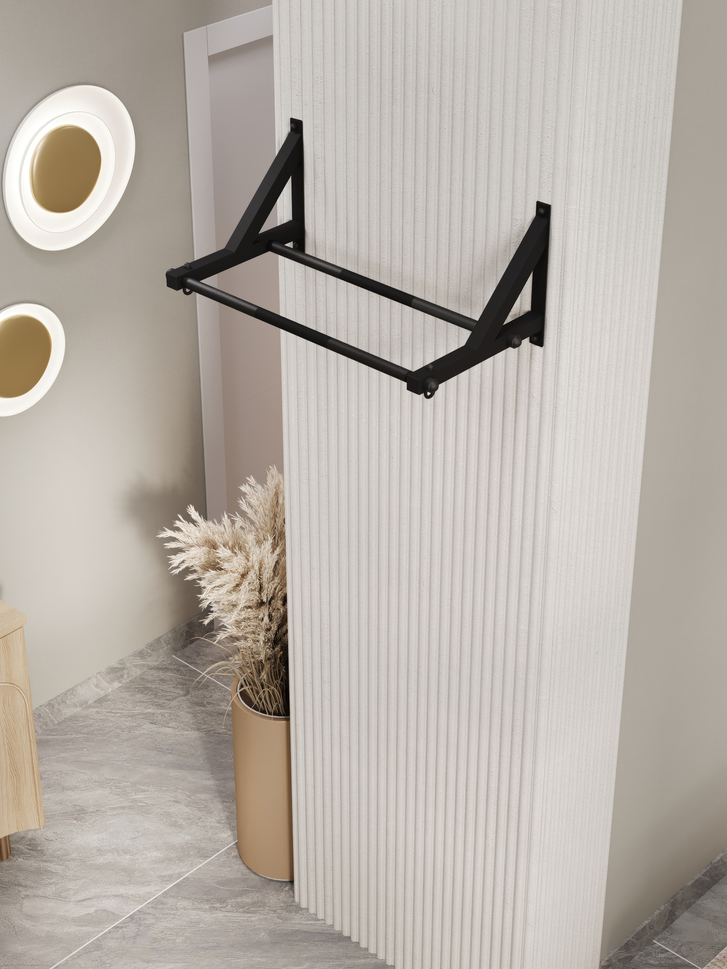 Турник настенный BORABO 2 хвата Классик Black со стальным рифлением хватов - фото 14