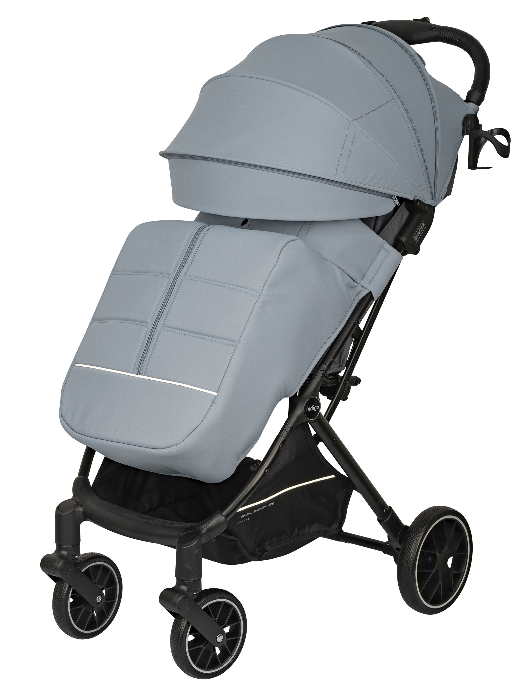 Коляска прогулочная Indigo Skip для путешествий, голубой голубой - фото 12