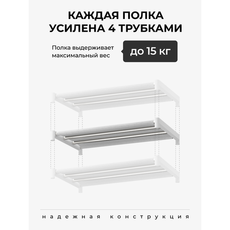Стеллаж BEVELIX Серый 8 полок