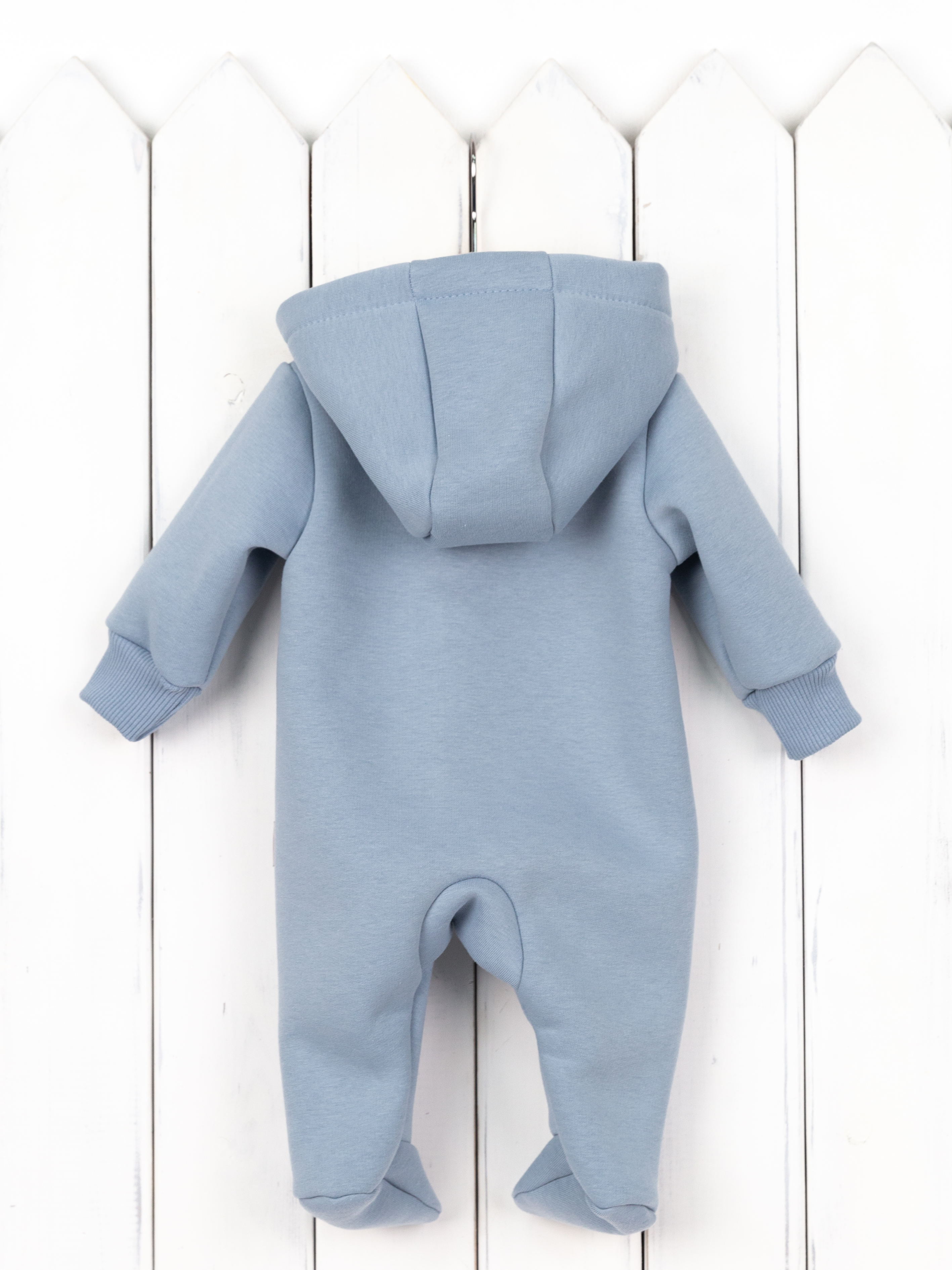 Комбинезон Baby boom К372/7-Ф начёс пыльно-голубой вышивка Медведь - фото 6