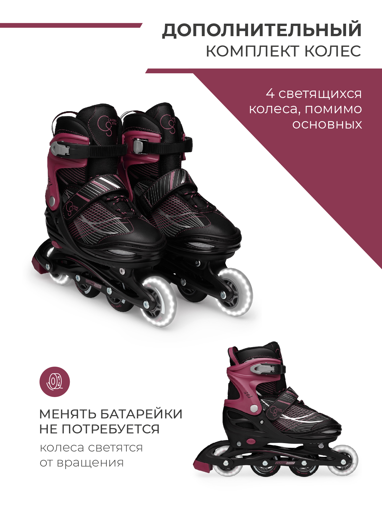 Роликовые коньки CARING STAR 38-41 - фото 3