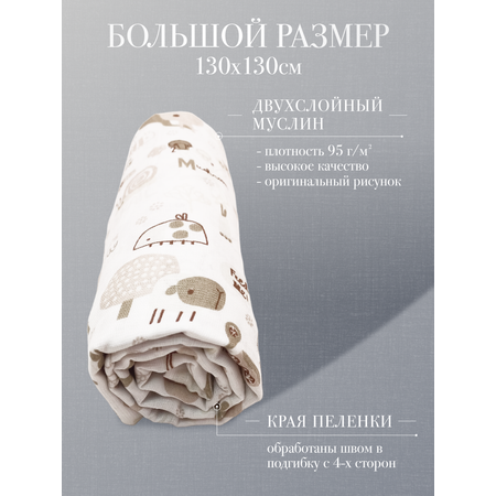 Муслиновая пеленка Daisy 130х130см Улитки