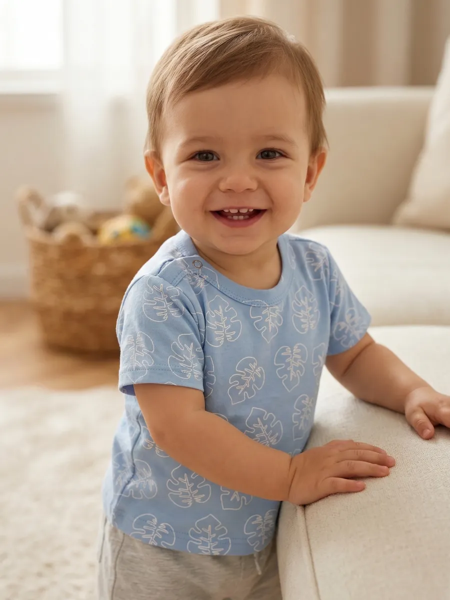 Футболка 3 шт Супер Пупс нбр/3пр/футб/синийветочкилисточки - фото 13