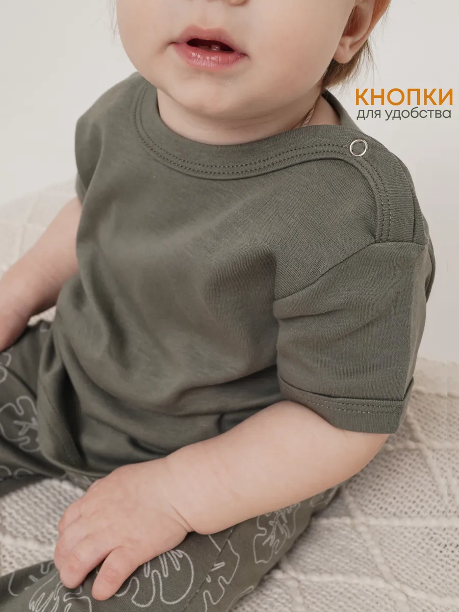 Футболка 3 шт Супер Пупс нбр/3пр/футб/хакиветочкилисточки - фото 11