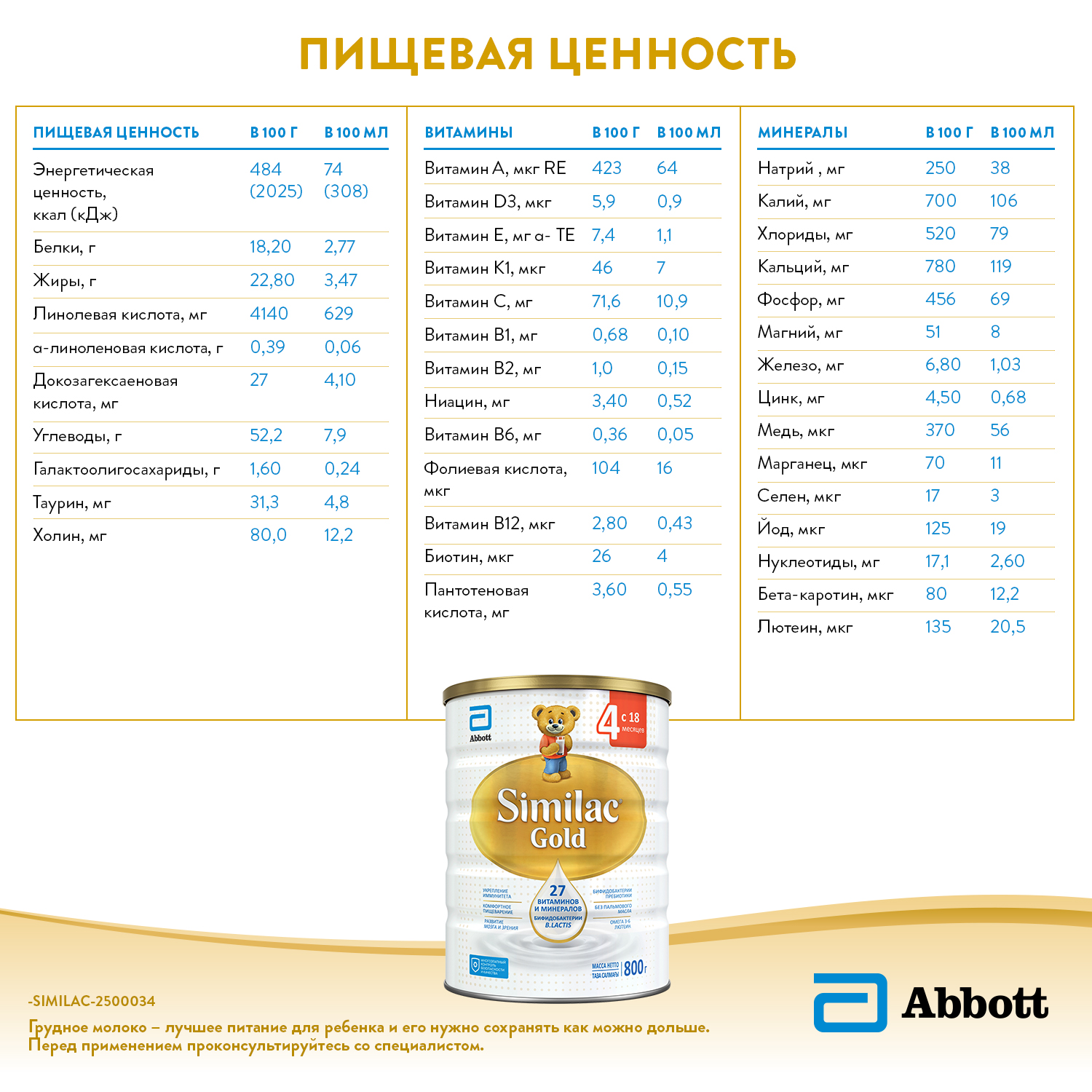 Молочко Similac Голд 4 800г с 18месяцев - фото 12