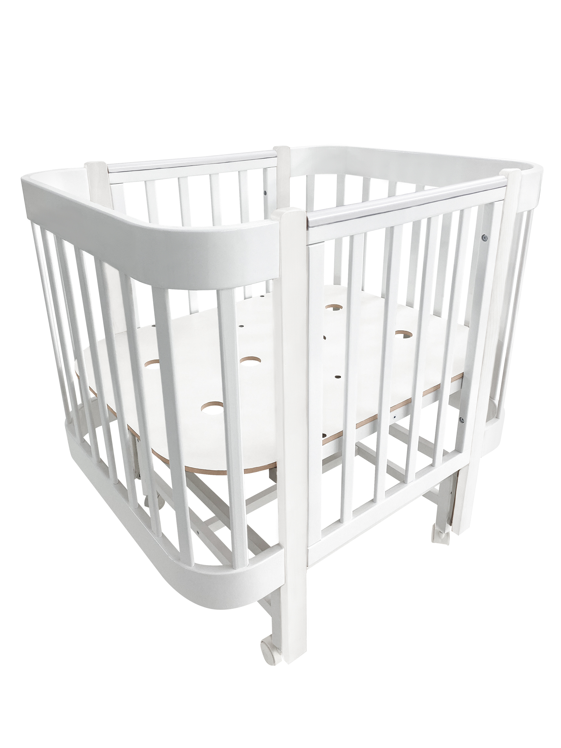 Детская кроватка Ingo Italiano Baby IN-06 4 в 1 белый, белый, продольный маятник - фото 7