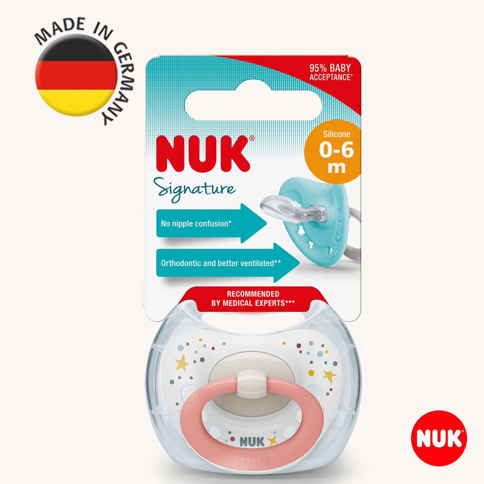 Пустышка Nuk силикон ортодонтическая от 0 мес. 1 шт. - фото 1